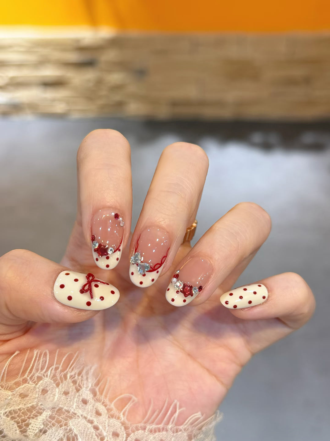 Decorative Press-On Nail Set with Star and Bow Designs Kalsten
