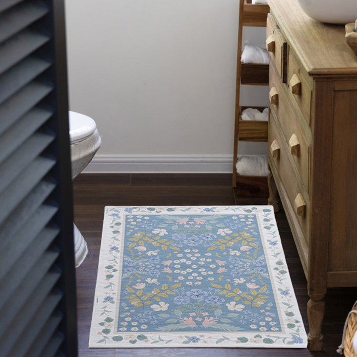 Woven cotton bath mat with floral allover jacquard pattern Kalsten