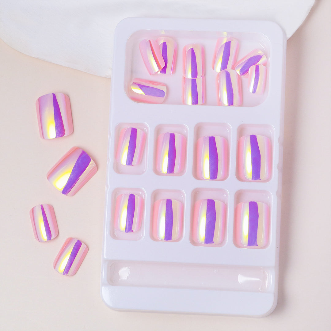 Elegant Iridescent Press-On Nail Tips Kalsten