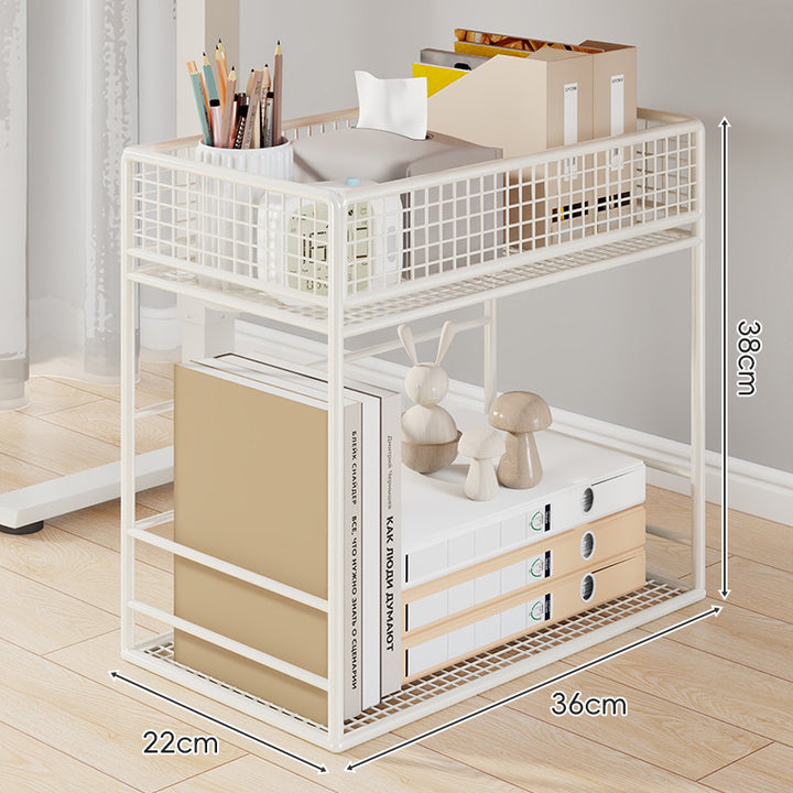 Compact Two-Tier Metal Mesh Desk Organizer Shelf