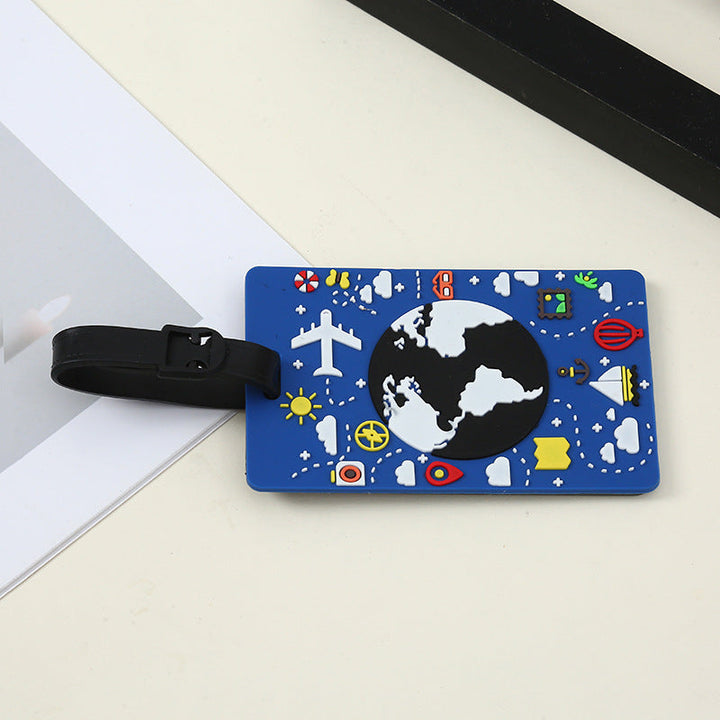 silicone travel luggage tag world map airplane design with adjustable strap Kalsten