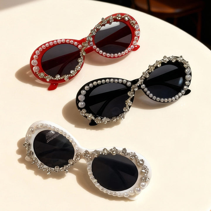 Elegant Pearl-Embellished Cat-Eye Sunglasses Kalsten