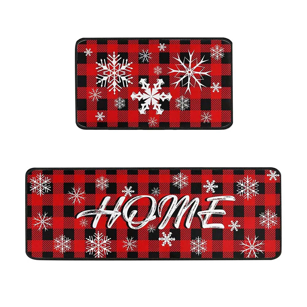 Festive Christmas-Themed Kitchen Mat Set