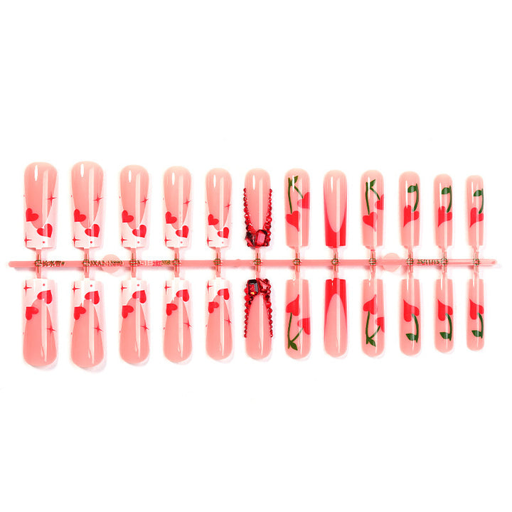 Creative nail art set with romantic heart designs and glitter accents Kalsten