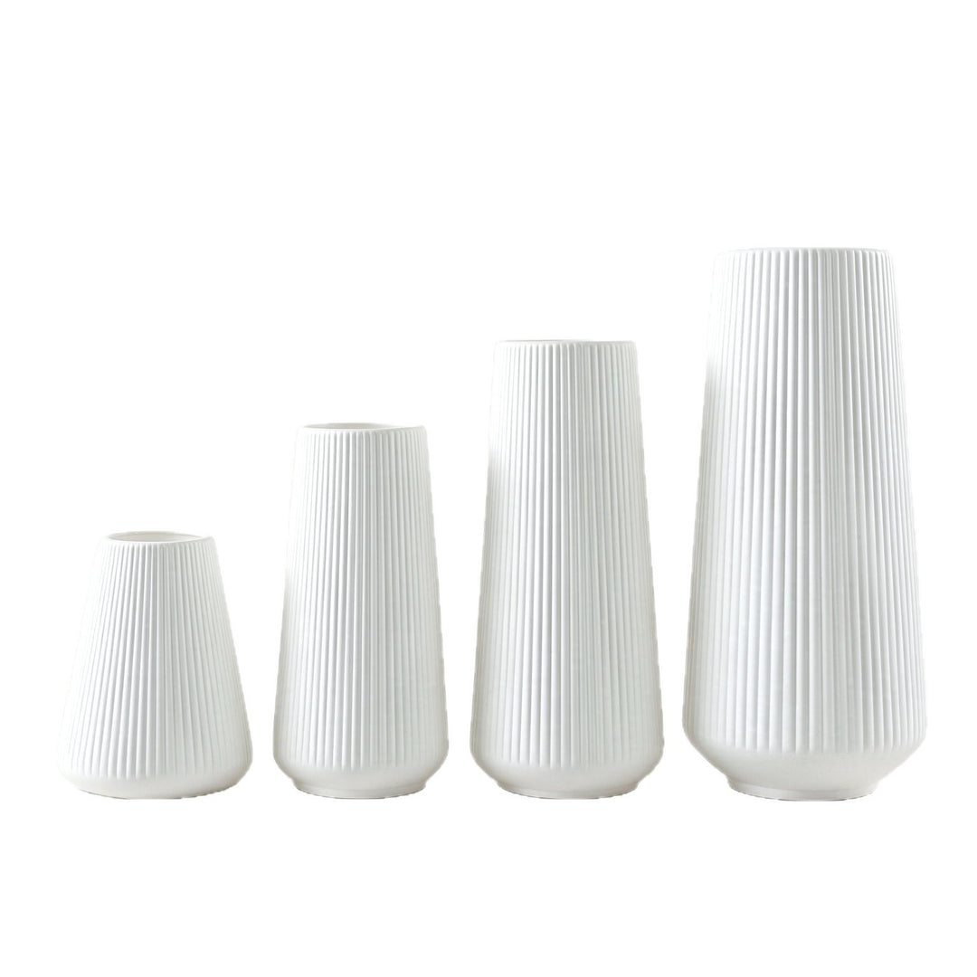 Modern Vertical Ribbed Ceramic Vase Kalsten