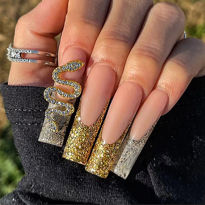 Glittering Stiletto Nail Extensions
