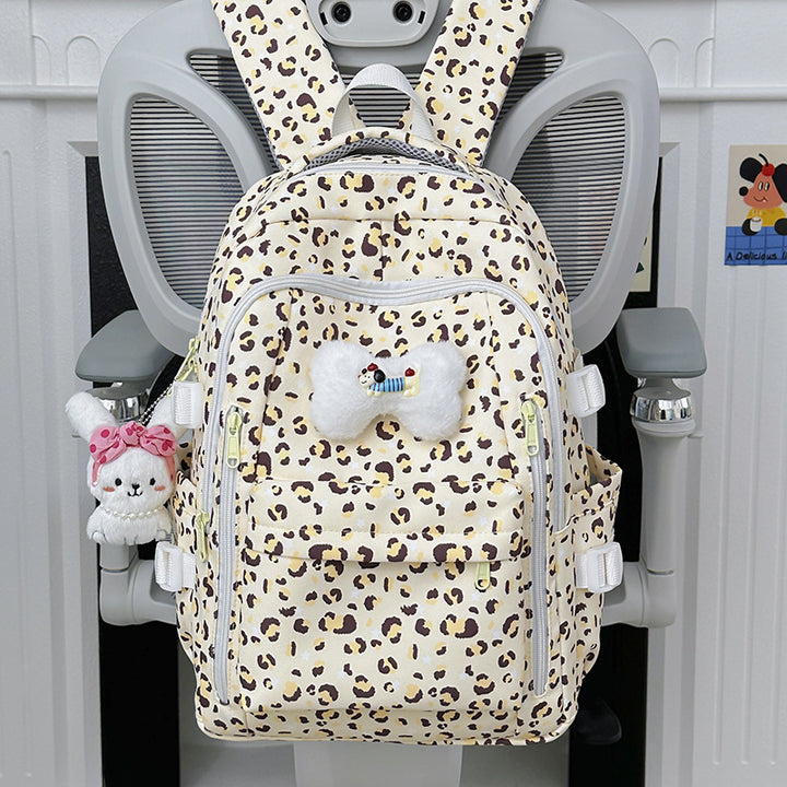 Multi-Functional Leopard Print School Backpack