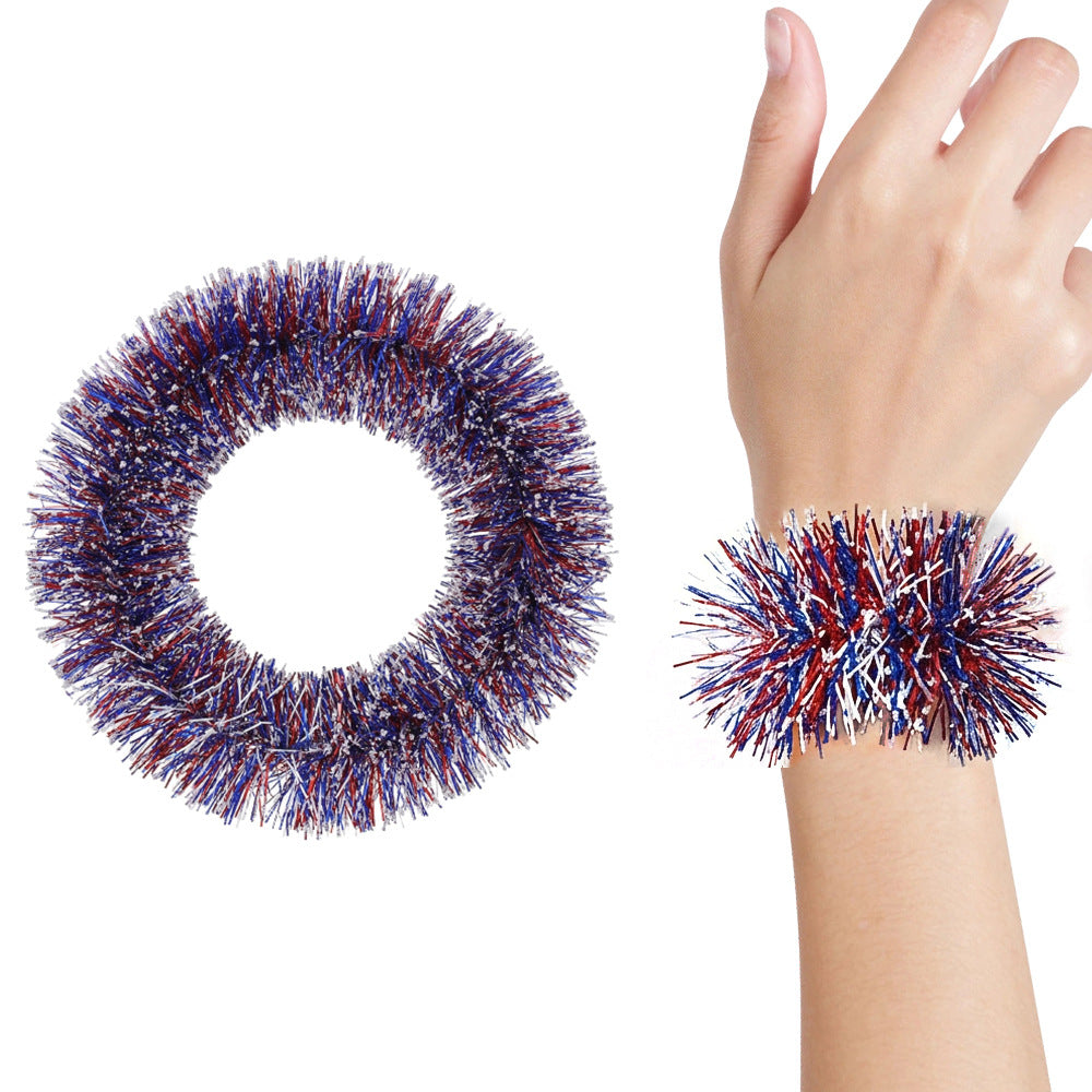Unisex nan Pompom bracelet made of metallic tinsel with elastic insert for party and cheerleading Kalsten
