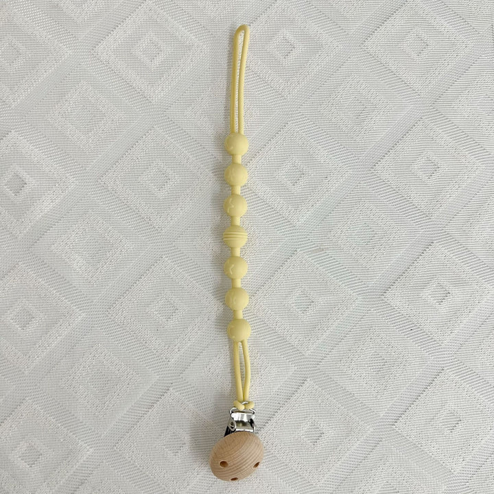Silicone Beaded Pacifier Lanyard with Wooden Safety Clip