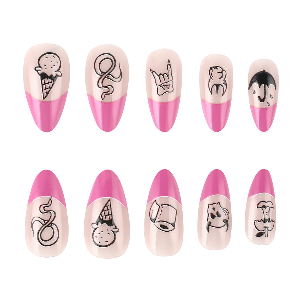 Artistic Press-On Nail Set with Funky Designs Kalsten