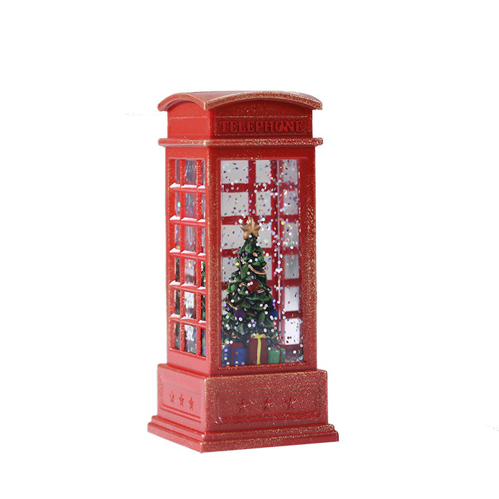 Christmas-Themed Miniature Telephone Booth Decoration