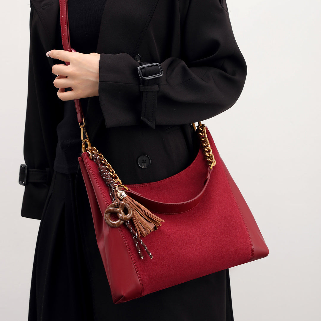Elegant Chain-Handled Hobo Handbag