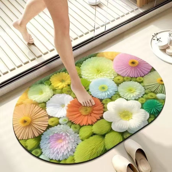 Floral Memory Foam Bath Mat Kalsten