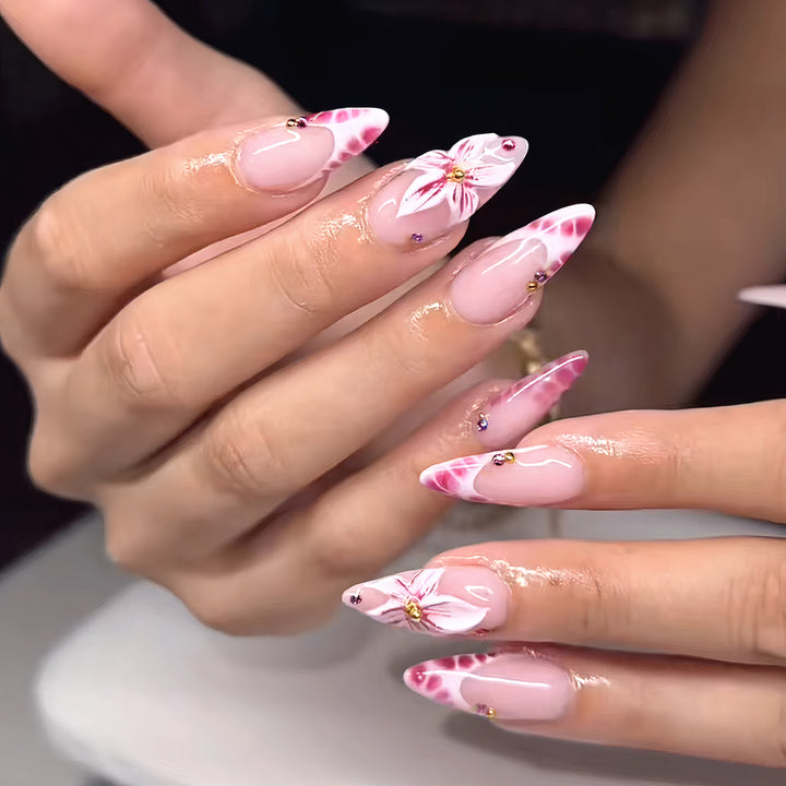 Floral Design Stiletto Press-On Nails Kalsten