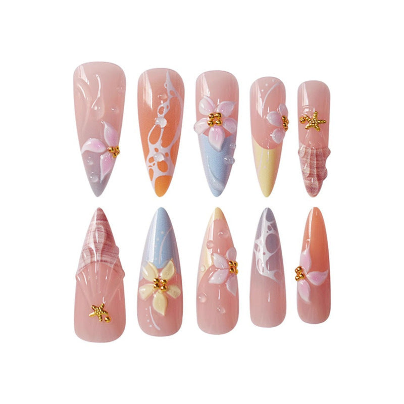 Artistic Floral Nail Extensions Kalsten
