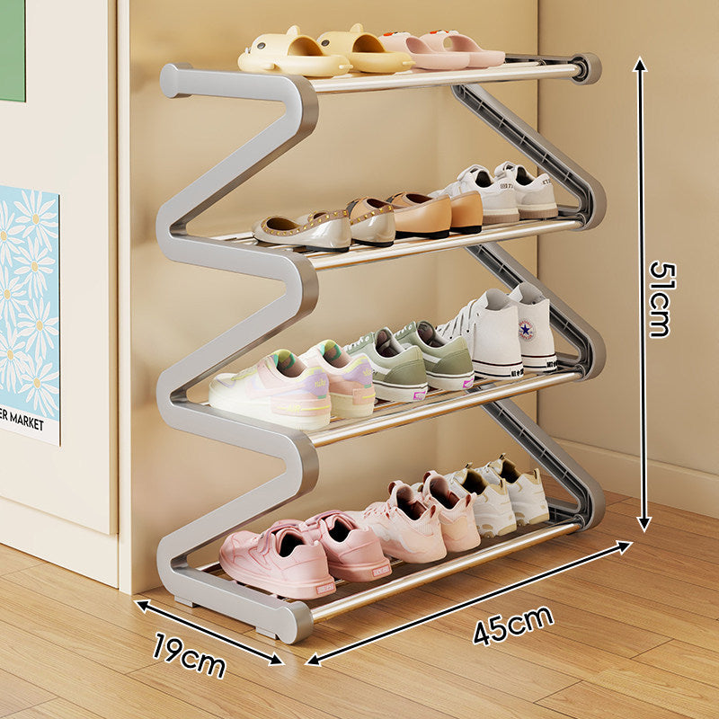 Compact Z-Shaped Multi-Tier Space-Saving Shoe Rack Organizer