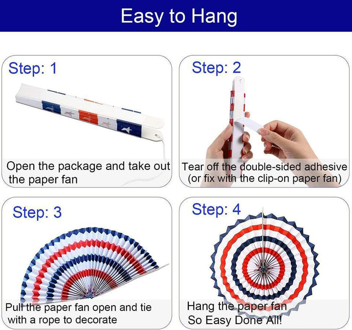 Unisex nan patriotic hanging paper fan and tassel party decoration set Kalsten