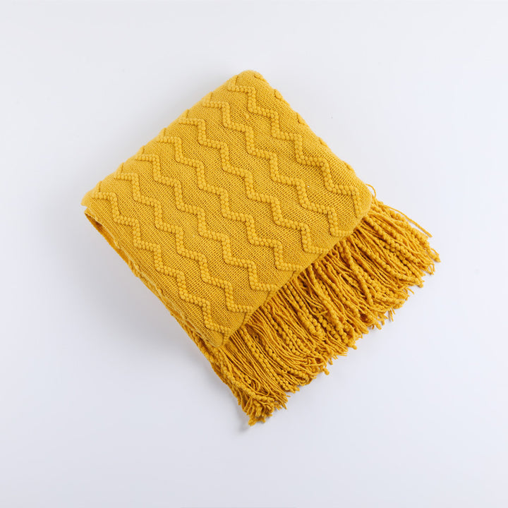 Textured Woven Throw Blanket with Fringe Kalsten