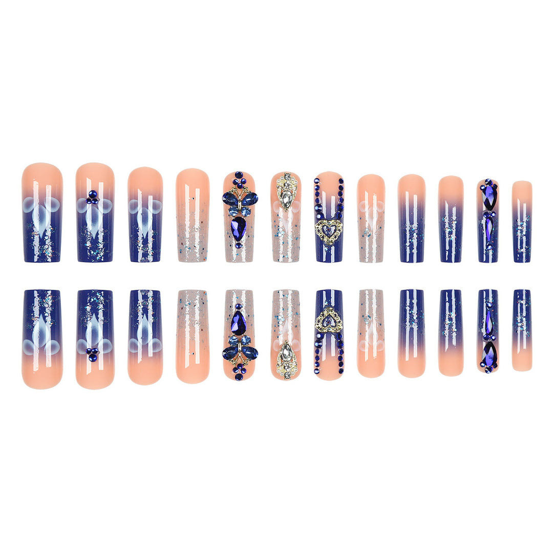 Decorative Rhinestone-Accented Long Press-On Nails Kalsten
