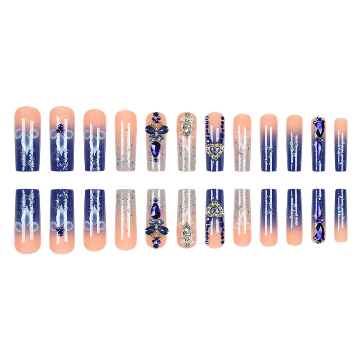 Decorative Rhinestone-Accented Long Press-On Nails Kalsten