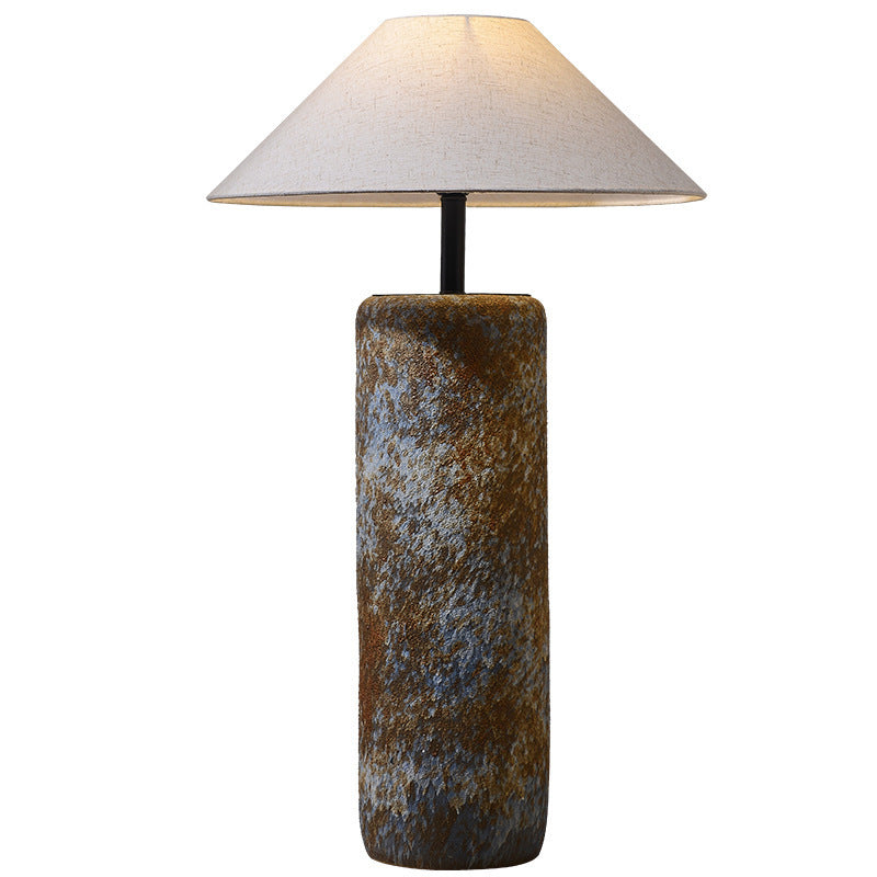 Rustic Stone and Fabric Table Lamp