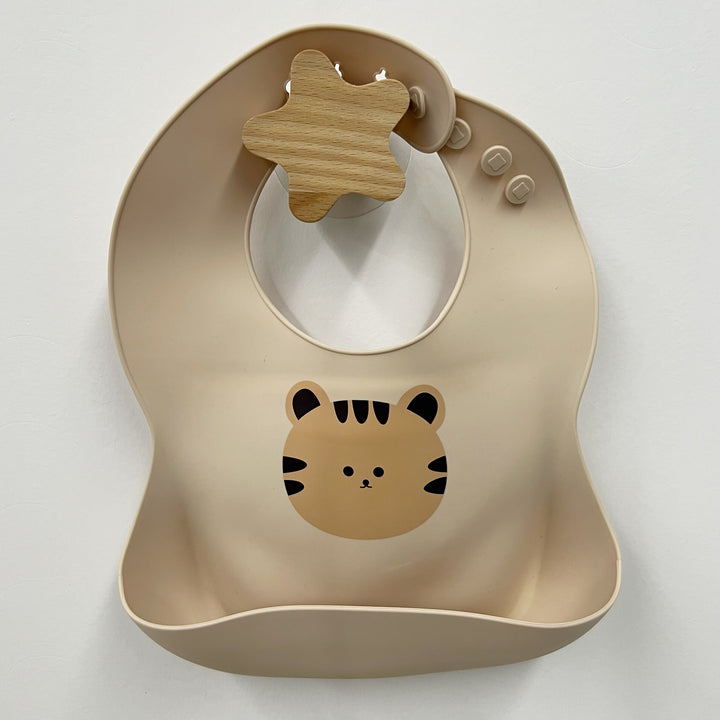 Waterproof Food-Catch Silicone Bib with Adjustable Neck Snaps and Deep Crumb Pocket