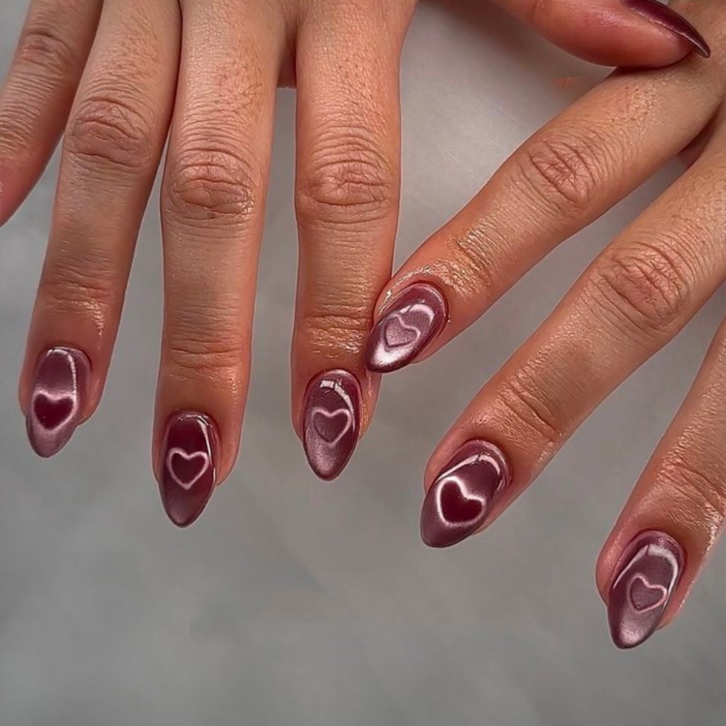 Heart Design Gel Nail Extensions