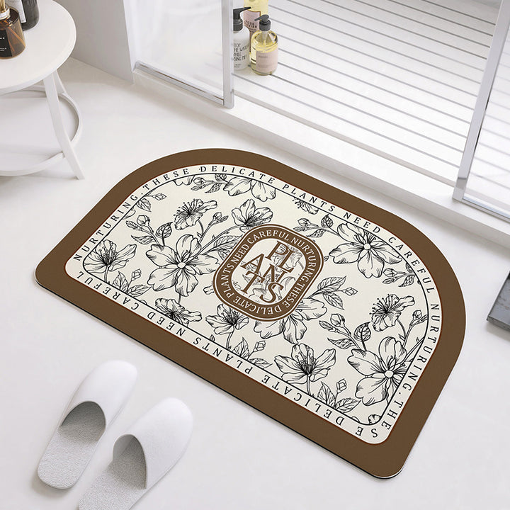 Oval Floral Pattern Bath Mat Kalsten