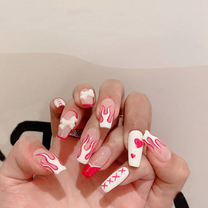 Artful Nail Art with Fire and Heart Designs Kalsten