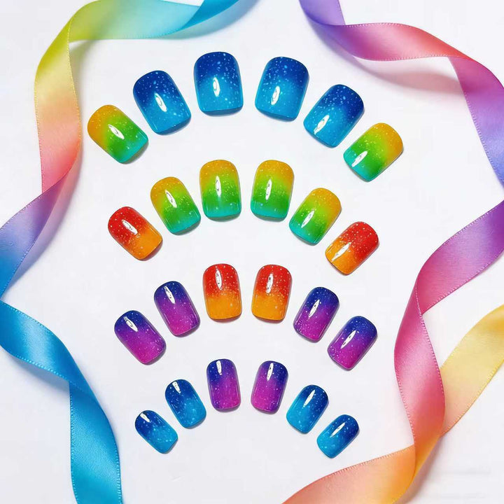Glittered Rainbow Ombre Nail Art Kalsten