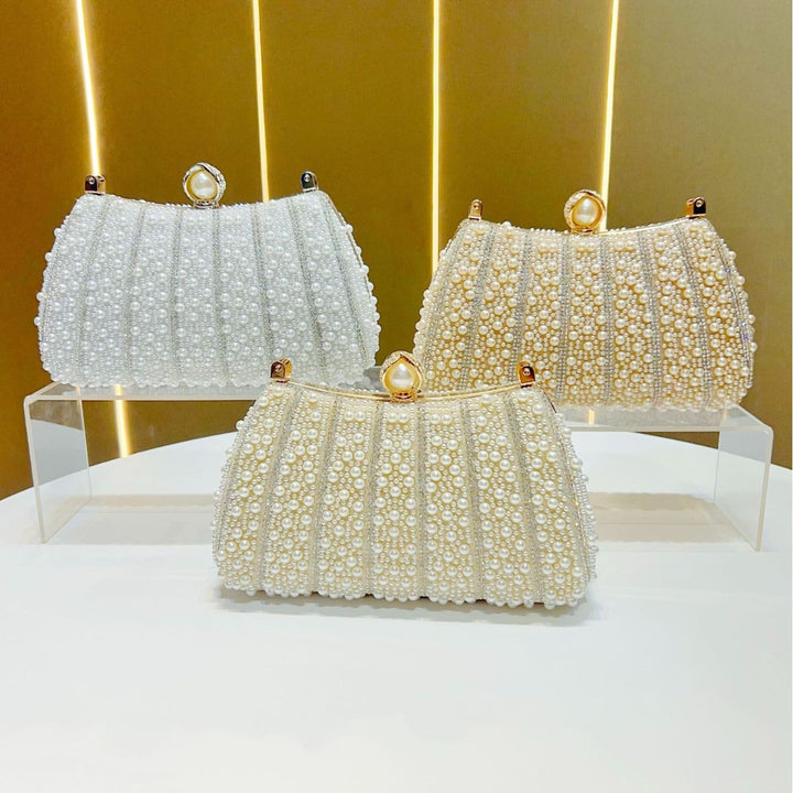 Pearl-Embellished Evening Clutch