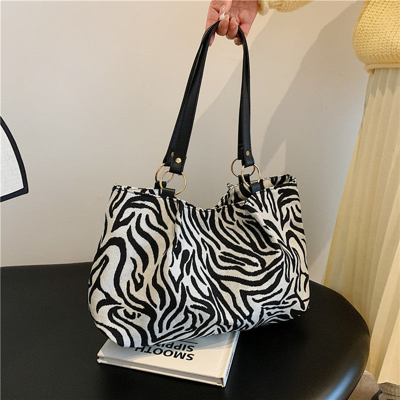 Stylish Zebra Print Canvas Tote Bag Kalsten