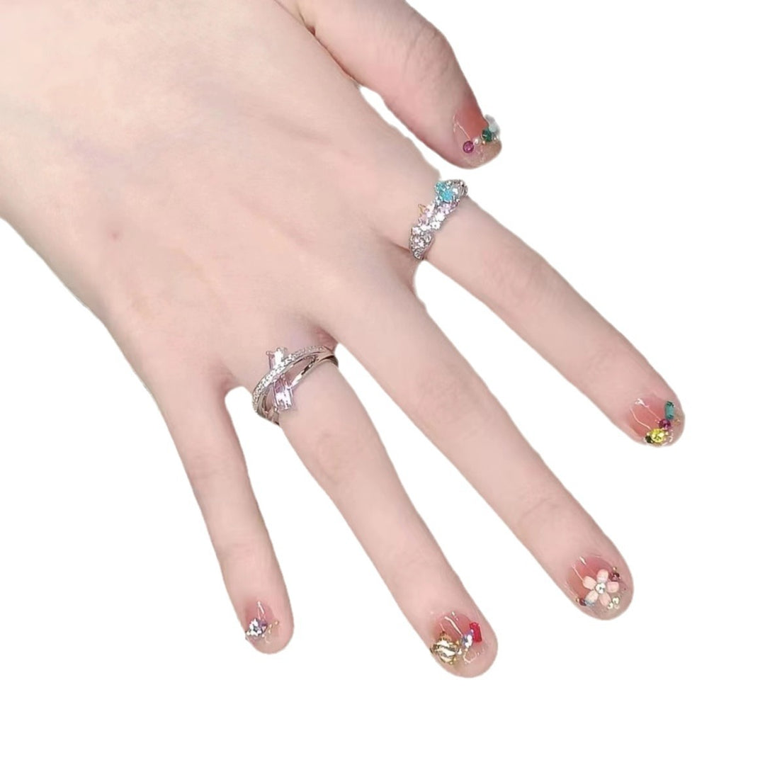 Artistic Floral Press-On Nails Set