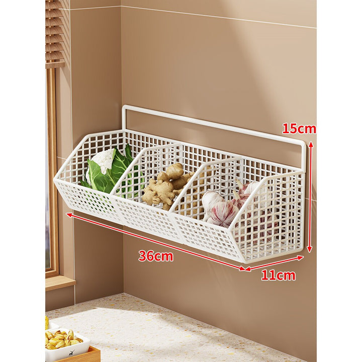 Wall-Mounted Double-Tier Kitchen Storage Baskets