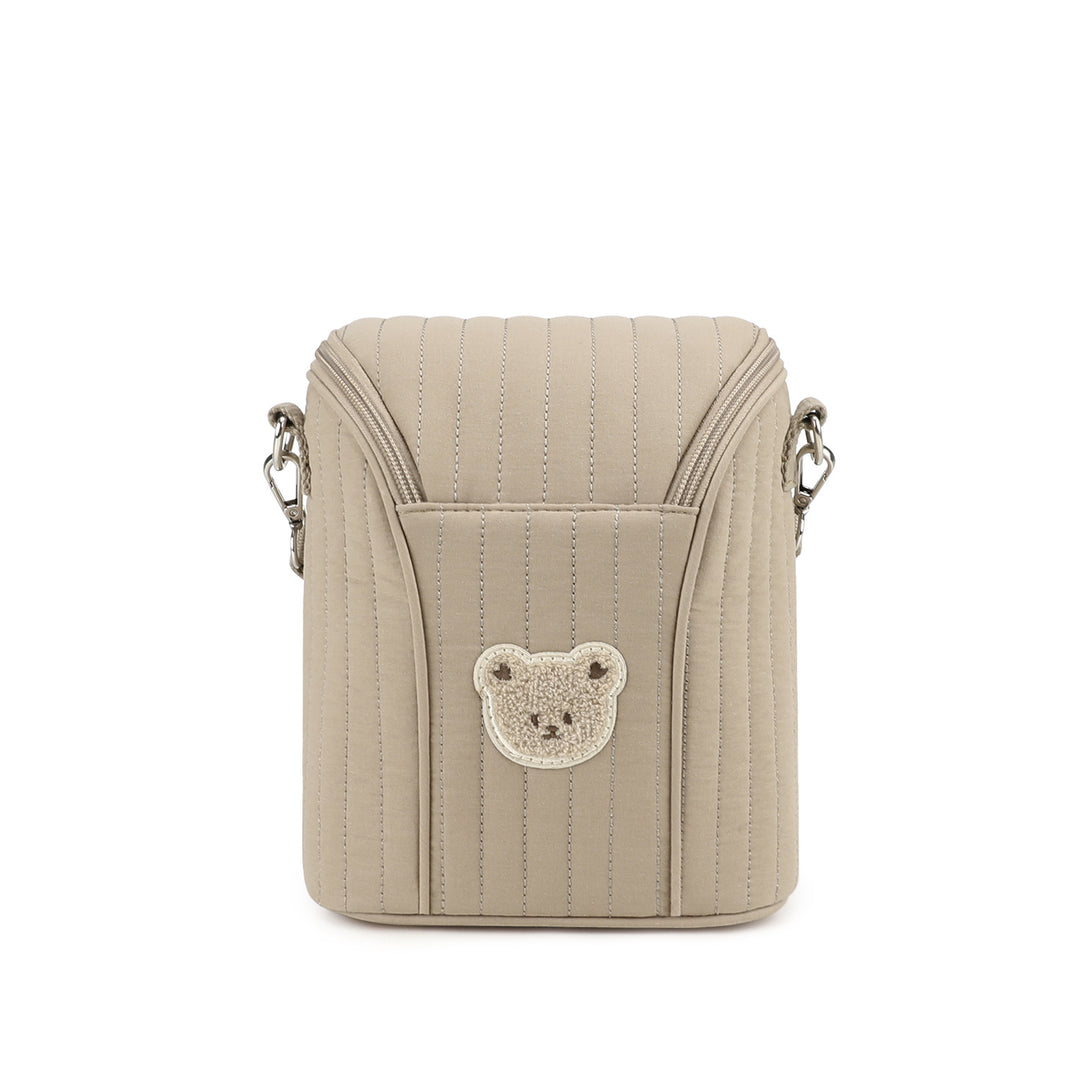 Fashionable Shoulder Bag with Quilted Design and Cute Bear Motif Kalsten
