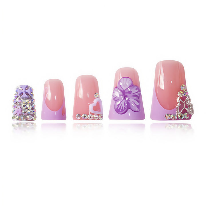 Floral Embellished Press-On Nail Set Kalsten