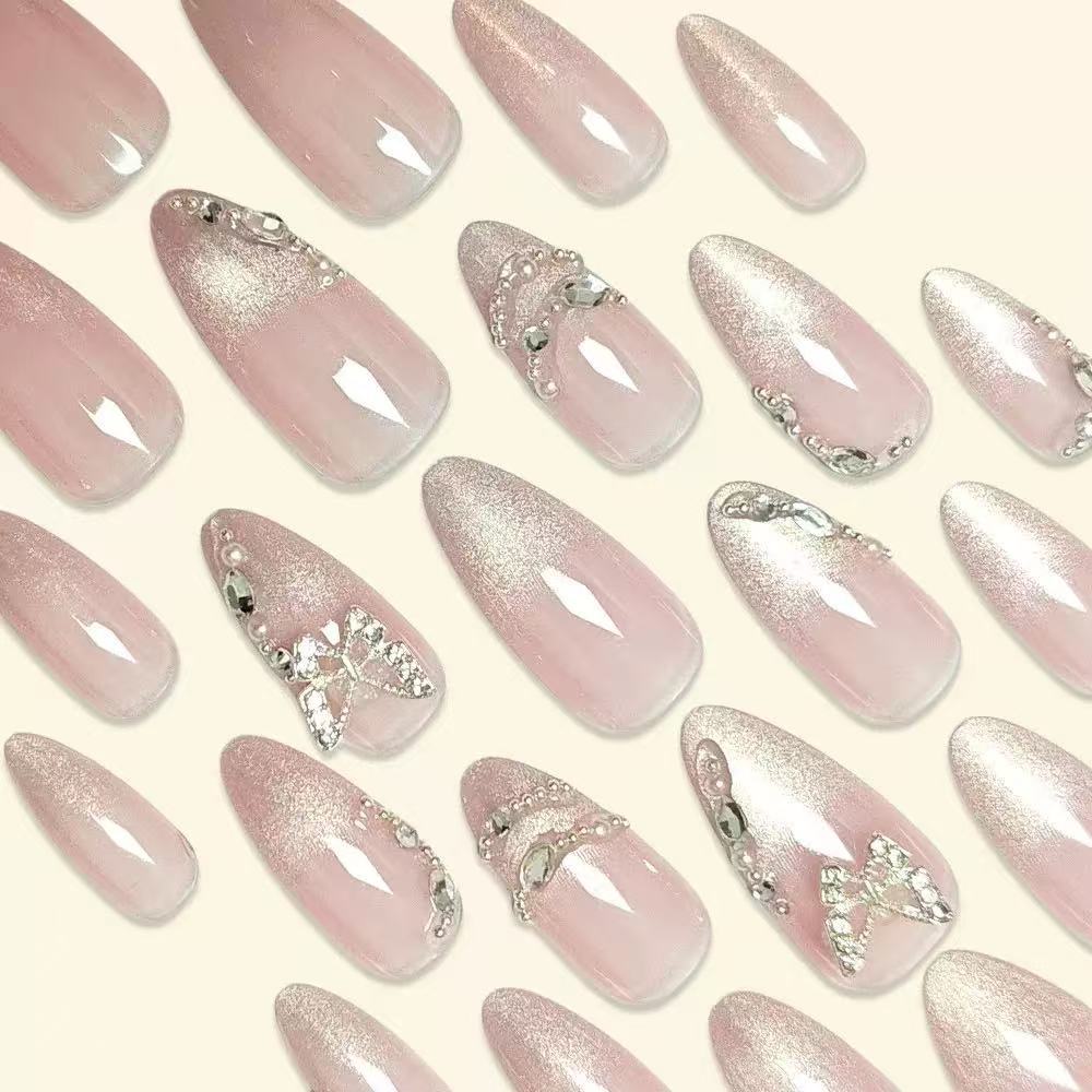 Glamorous Stiletto Press-On Nail Art with Glittering Embellishments Kalsten
