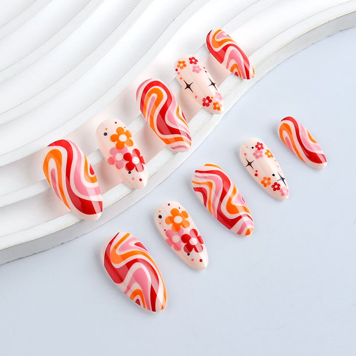 Retro Floral Nail Art Design Kalsten