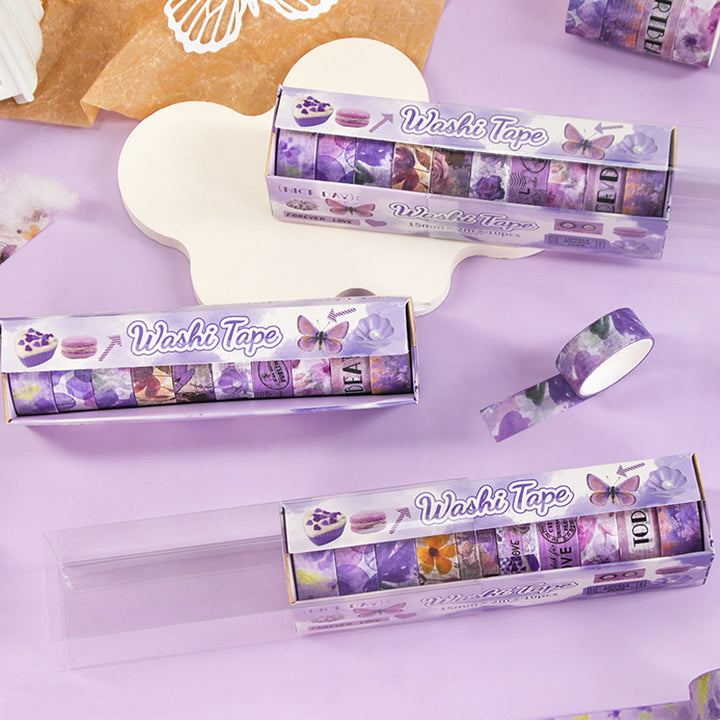 Patterned Washi Tape Assortment Gift Set With Nautical Motifs And Mixed-Width Craft Masking Rolls