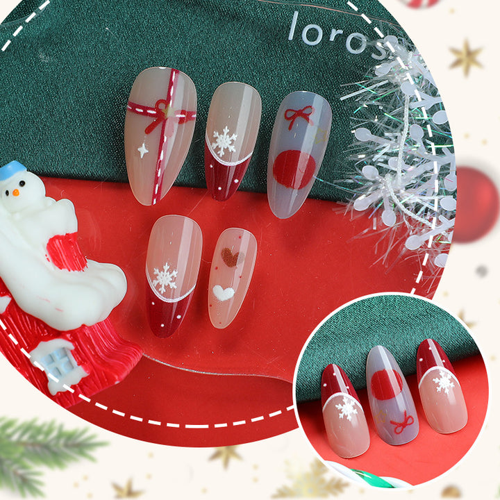 Festive Holiday-Themed Press-On Nail Art Set 1790738334