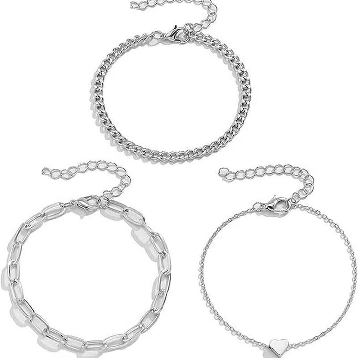 Elegant Silver Chain Bracelet Set Kalsten