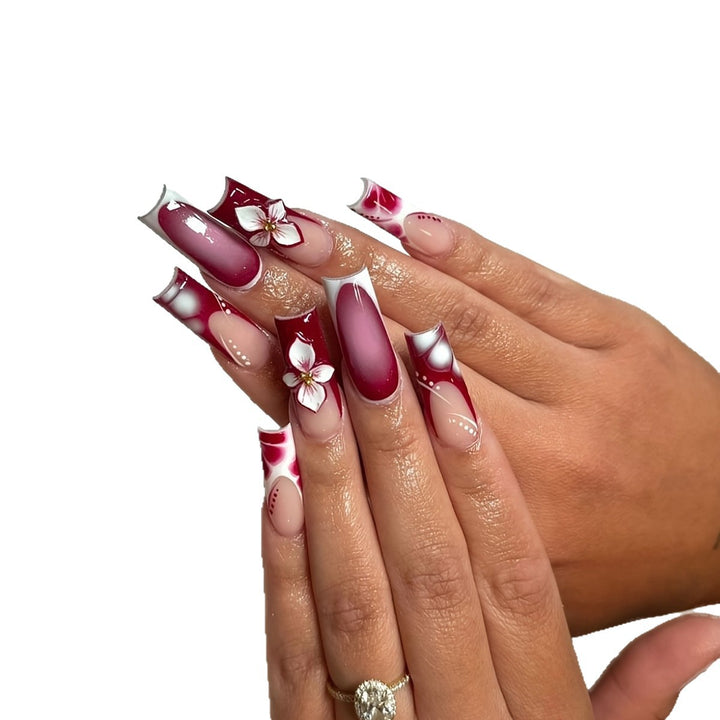Elegant Floral Nail Art Extensions Kalsten