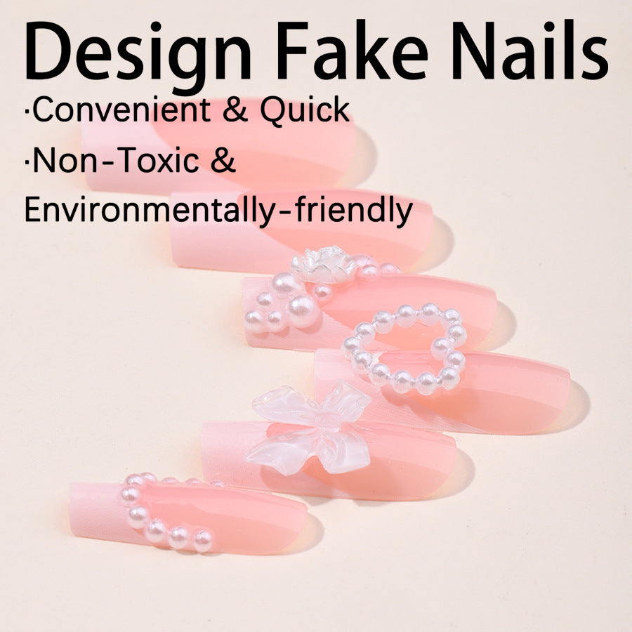 Artificial nail set with elegant manicure designs and delicate accents Kalsten