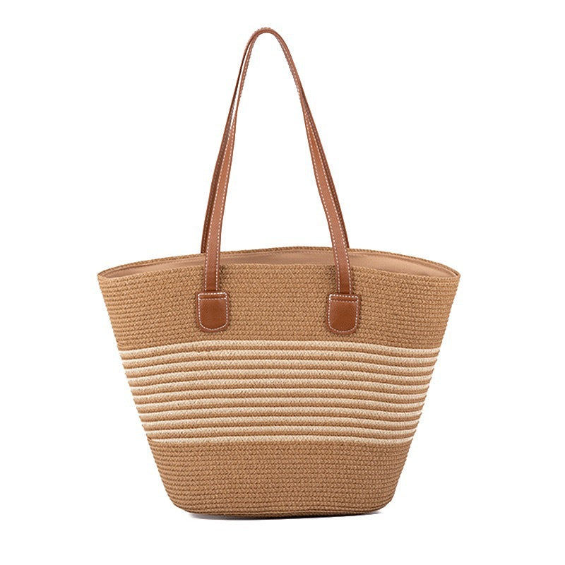 Straw shopping bag with structured accents Kalsten
