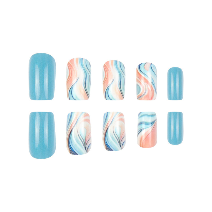 Marble-Effect Press-On Nail Set Kalsten