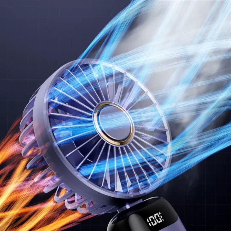 Unisex one size foldable rechargeable handheld fan with LED battery status indicator and detachable charging station Kalsten