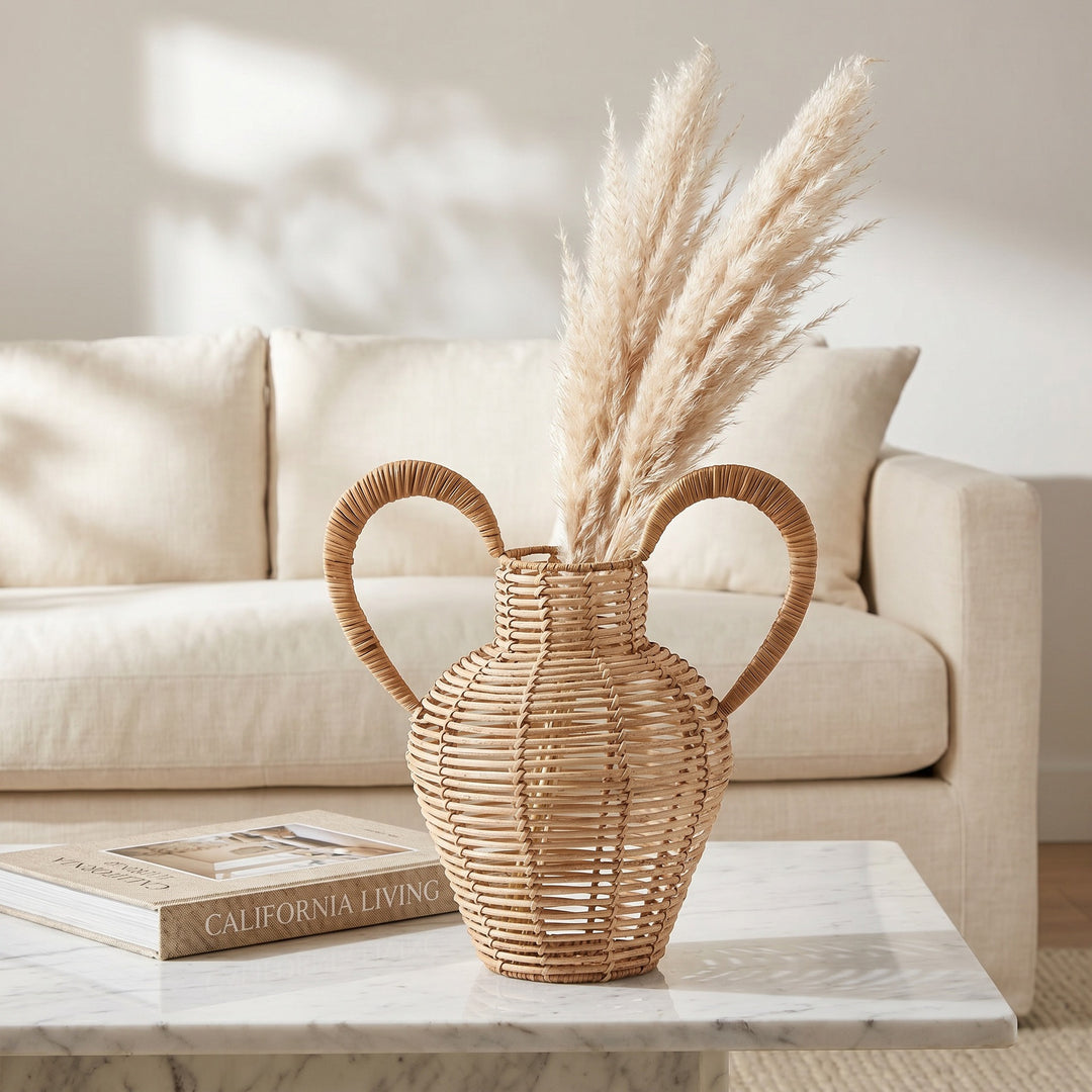 Decorative vase made of woven natural material Kalsten