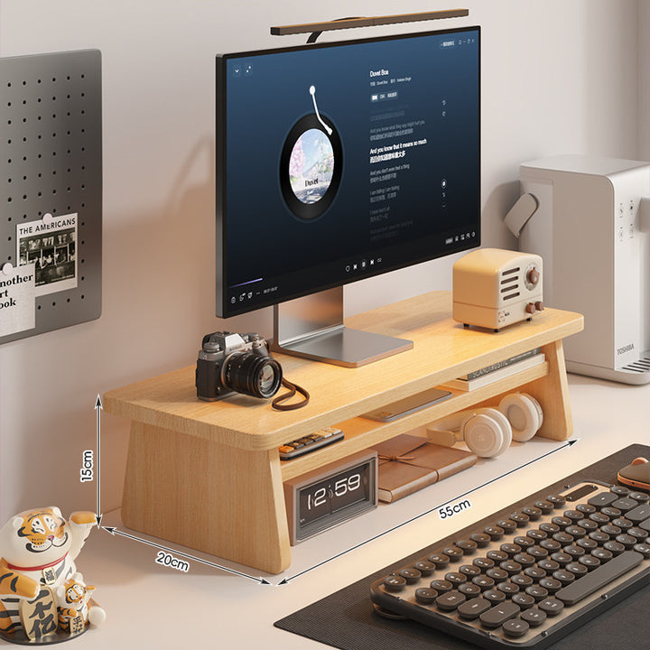 Modern Wooden Monitor Stand with Storage Kalsten