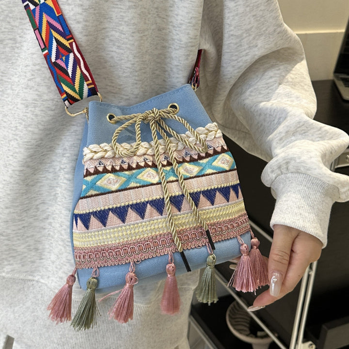 Embroidered Festival Drawstring Bag