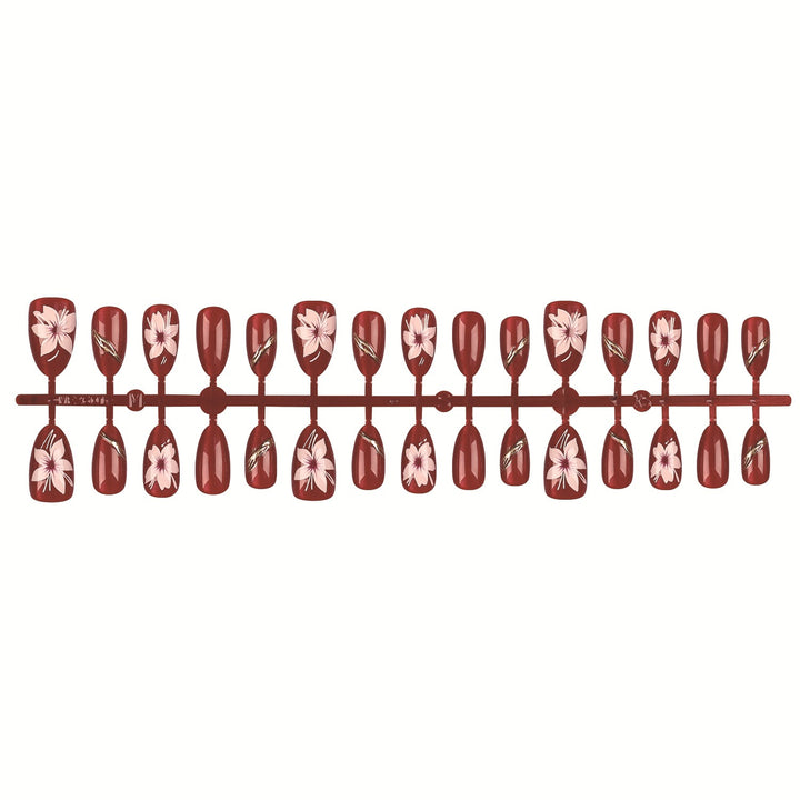 Floral-Designed Press-On Nail Art Set